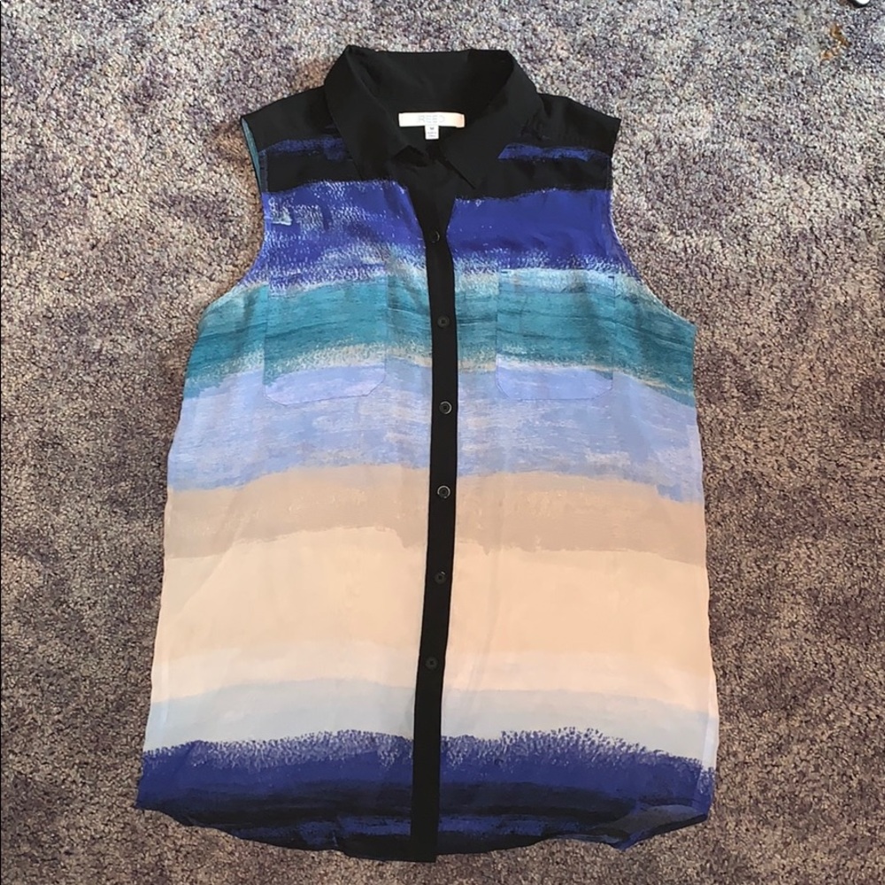 Blue and Green Sleeveless Top